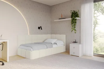 Produktbild von ALTDECOR Jugendbett mit Bettkasten - LIVY - 100x200 cm Beige - Quelle 02 - Bett mit Matratze - Einzelbett mit Stauraum - Polsterbett Kinderbett