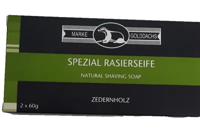 Zdjęcie produktu dla Mydło do golenia Golddachs "Cedarwood" nowy zapach podwójne opakowanie 2x60g