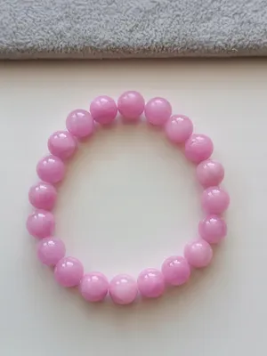 Immagine prodotto di Bracciale rosa su fascia elastica con pietra di giada 10 mm