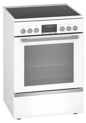 Produktbild von Bosch Serie 6 HKS79R220, Freistehender Herd, Weiß, Tasten, Drehregler, Vorderseite, 1,2 m, Elektronisch
