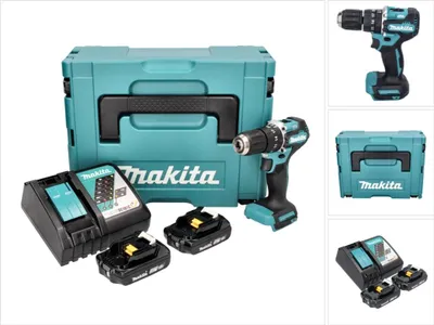 Zdjęcie produktu dla Makita DHP 487 RAJ akumulatorowa wiertarko-wkrętarka udarowa 18 V 40 Nm bezszczotkowa + 2x akumulator 2,0 Ah + ładowarka + Makpac