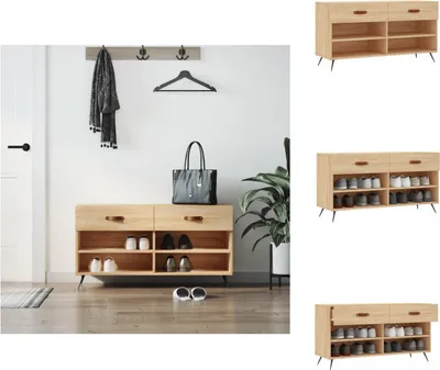 Produktbild von vidaXL Schuhbank Sonoma-Eiche 102x35x55 cm Holzwerkstoff -  Schuhregale & -schränke