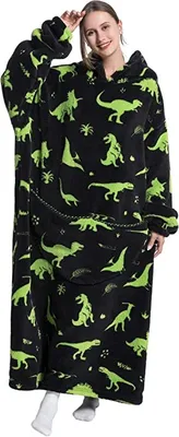 Obrázek produktu pro ASKSA Nadměrná deka s kapucí, nositelná deka ze sherpa fleecu, Dinosaurus