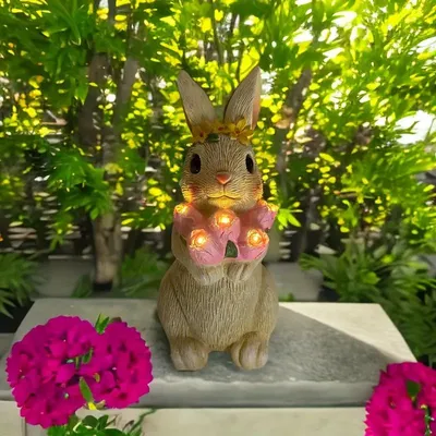 Produktbild von Solar Gartenfigur Hase mit LED – Gartenleuchte Außen Deko IP65