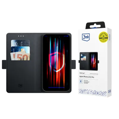 Produktbild von 3mk Schutzhülle Wallet Case für Apple iPhone 12/12 Pro mit Aufstellfunktion Handyhülle Klapp Tasche Etui mit Kartenfächern Flip Cover