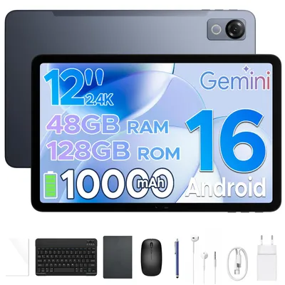 Produktbild von POCKAM P12 Tablet Android 16, 48GB(8+40) RAM + 128GB ROM(2TB TF) Tablet 12 Zoll mit Stift, Tastatur, Maus, 90Hz/8800mAh/Gemini AI/Widevine L1