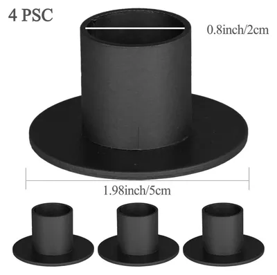 Image de Supports à bougies, lot de 4, en métal noir, pour bougies chauffe-plat, avec une base stable
