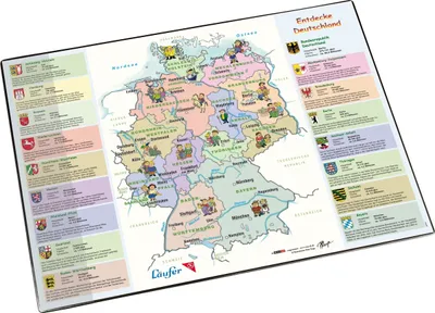 Produktbild von Schreibunterlage 40x53cm Landkarte Entdecke Deutschland Packung mit 10 Stück