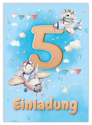 12 Einladungskarten 5. Geburtstag Tiermotiv