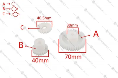 Image de Kit Imperia comprenant 3 engrenages en plastique pour machine à pâtes électrique de restaurant RMN 022