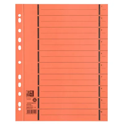 Produktbild von Oxford Trennblätter mit Perforation DIN A4 Überbreite orange 100 Blatt