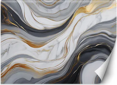 Produktbild von Vlies fototapete Grauer weißer Marmor mit Gold 350x245 cm Feeby Weiß inkl. Kleber einfache Montage