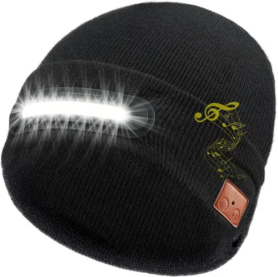 Immagine prodotto di Berretto Bluetooth con luci LED - berretto in maglia con cuffie e microfono integrati - per uomo e donna