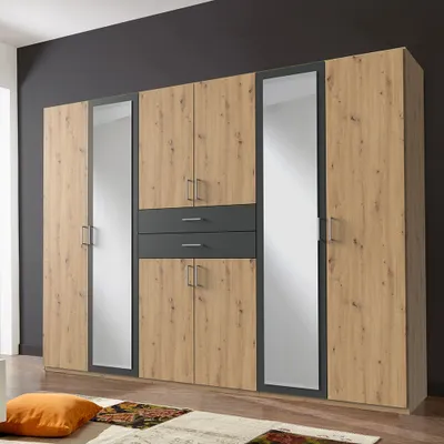 Produktbild von Kleiderschrank 270cm in Eiche und graphit DUNMORE-43