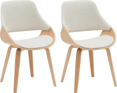 Produktbild von CLP 2er Set Esszimmerstuhl Vangale natur/creme Material Stoff