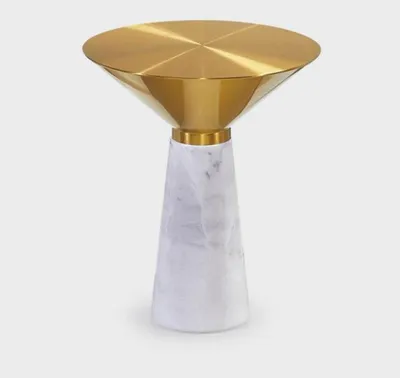 Produktbild von Moderner Runder Beistelltisch Kaffetisch Goldener Couchtisch Marmor