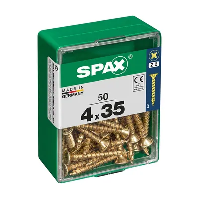 Image de Boîte 50 Unités. Vis A Bois Spax Cab. Plat Yellox 4.0x35mm Spax