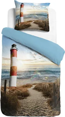 Produktbild von Traumschlaf Mako-Satin Bettwäsche Strand Leuchtturm 135x200 cm + 80x80 cm