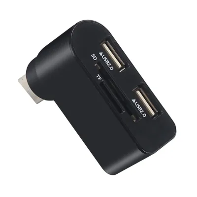 Produktbild von F89C Bolwins USB 2.0 Hub mit 2× USB Ports & SD/microSD Kartenleser, 180° drehbarer USB Verteiler Adapter