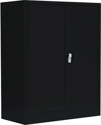 Produktbild von Metallschrank abschließbar Flügeltürenschrank Aktenschrank 100x80x38cm schwarz