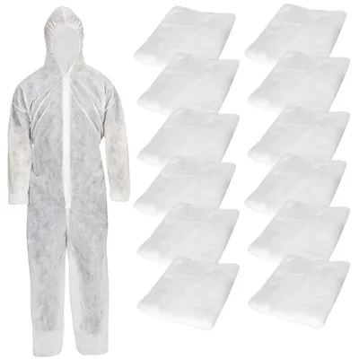 Zdjęcie produktu dla Jednorazowy kombinezon ochronny, lekki i oddychający, konstrukcja unisex, 12 sztuk ++++ Tani, jeden rozmiar