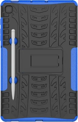 Produktbild von Mobigear Tire  Samsung Galaxy Tab S6 Lite Stoßfeste Hardcase Hülle + Stifthalter + Ständer - Schwarz / Blau