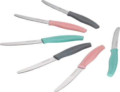 Produktbild von Echtwerk Brötchenmesser/ Frühstücksmesser 6 Stk. Edelstahl Wellenschliff, Farbe:Bunt