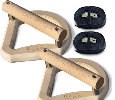 Produktbild von Parallettes Holz für Krafttraining Gym & Zuhause, Liegestützgriffe mit Rutschfestem Standfuß, Calisthenics Push-Up Bars