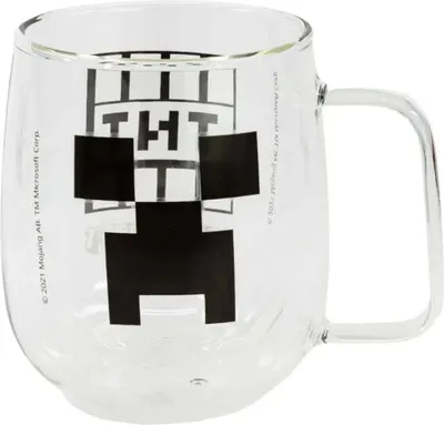 Produktbild von Minecraft Gamer Creeper TNT doppelwandige Kaffeetasse Teetasse Glastasse 290 ml