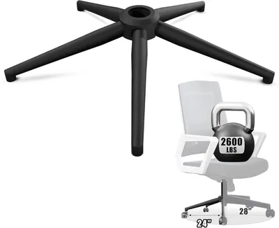 Produktbild von Bürostuhl-Fußkreuz, 24 Zoll, 2400 lbs Tragfähigkeit, verstärktes Metall, Gasdruckfeder und Rollen, matt schwarz, für den Einsatz im Büro
