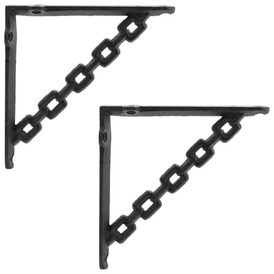 Obrázek produktu pro Držáky na nástěnné police, 2 kusy, černá barva, rozměry 14,5 x 14,5 x 3 cm, ocel