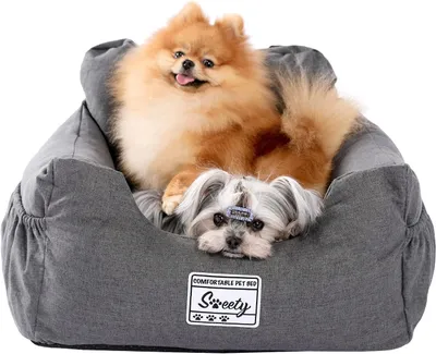 Produktbild von Hundeautositz grau, mit Sicherheitsgurt, wasserdicht, antislip, für kleine bis mittlere Hunde