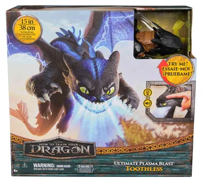 Produktbild von DreamWorks Dragons Drachenzähmen leicht gemacht - Plasma Blast Ohnezahn, 51cm lange Drachenfigur mit Licht- und Soundeffekten, 4 Jahr(e), Mehrfarbig