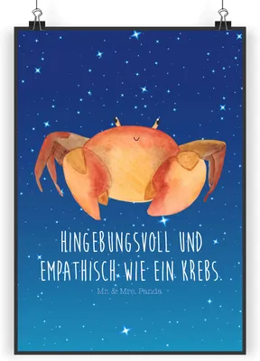 Produktbild von Mr. & Mrs. Panda Bild Sternzeichen Krebs DIN A4 - Sternenhimmel Blau - Geschenk, drucke, Wandbild, Meerestier, Geburtstag Juni, Plakat, Krebse, Krabbe, wanddeko, Meer
