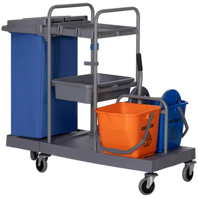 Produktbild von Putzwagen Reinigungswagen mit 3 Ebenen Wischwagen mit Presse, 2x18L Eimer  für Hotel