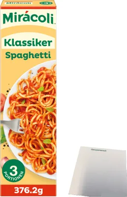 Produktbild von Miracoli Spaghetti mit Tomatensauce Klassiker 3 Port. Packung (376,2g) + usy Block