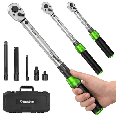 Produktbild von Fahrradwerkzeug - Drehmomentschlüssel-Set - 8-teilig - 2–25 Nm - 6,35 mm Antrieb - 3 % Genauigkeit - Doppelskala - 72-Zahn-Ratschenkopf