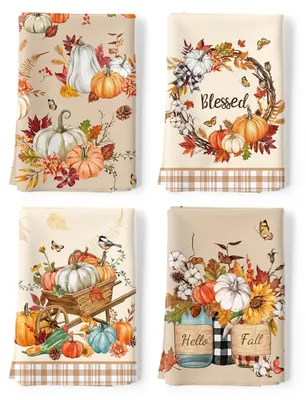Productafbeelding van Solidchoice - Set van 4 Katoenen Keukenhanddoeken 48 x 70 cm voor Feestdagen