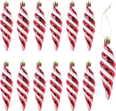 Zdjęcie produktu dla Ozdoby choinkowe świąteczne, czerwone, błyszczące, duże, plastikowe, 12 sztuk, 11 cm, idealne na święta
