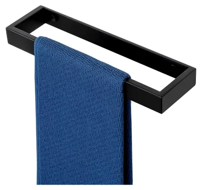 Produktbild von Handtuchhalter Wand Bad Ohne Bohren 304 Edelstahl, Handtuchstange Ohne Bohren Selbstklebend oder Bohren Wandmontage Badetuchhalter für Badezimmer und Küche, 30CM Schwarz
