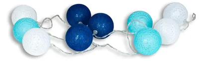 Immagine prodotto di Catena luminosa - 10 LED - 1,80 m - Blu, bianco e azzurro - Palline di cotone - Per interno ed esterno