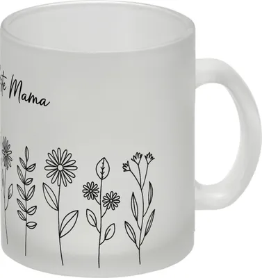 Produktbild von Für die Beste Mama Glas Tasse zum Ausmalen Handgezeichnete Blumen