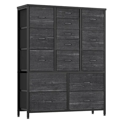 Produktbild von Kommode mit 15 Schubladen, Stoffkommode für Schlafzimmer, Wohnzimmer, Flur, mit Metallgestell und Seitenfächern, Aufbewahrungseinheit