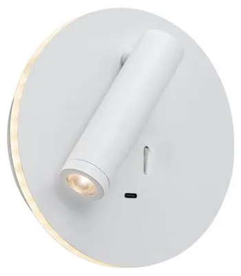 Immagine prodotto di MY WAY - Applique LED 9W orientabile con porta USB, luce 3000K, Bianco, design moderno in alluminio - Rossini Group