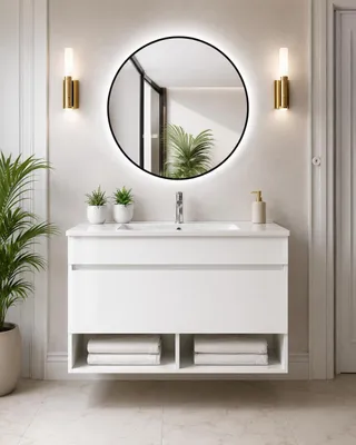 ORIGEN BATH NEBARI Hänge-Badmöbel mit Waschbecken 80x45 cm, Weiß