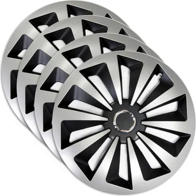 Produktbild von 4x Radkappen Radblenden Radzierblenden 16 Zoll Fox Silber Schwarz Set Universal