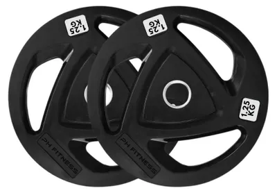 Produktbild von PH Fitness Set 1.25 kg Tri-Grip Hantelscheiben aus Gusseisen mit 50-mm-Aufnahme und ergonomischen Griffen – rutschfest, Studioqualität für Krafttraining, Powerlifting und CrossFit