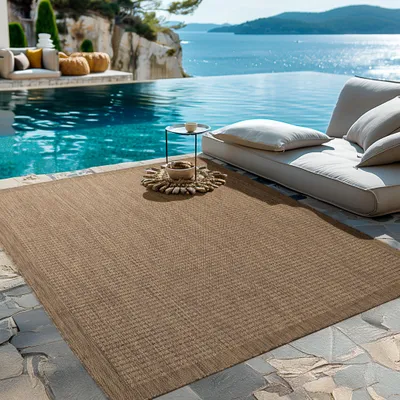 Image de Homebyhome Tapis Intérieur Extérieur Terrasse Balcon Cuisine Aspect Sisal Tissage Plat Imperméable Uni Structuré, Taille: 160x230 cm