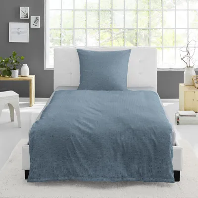 Produktbild von Bettwäsche Bierbaum Seersucker 3001-20 Unifarben jeans blau 135x200