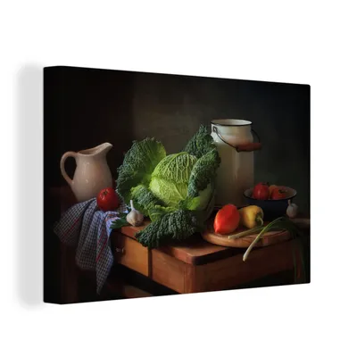Produktbild von OneMillionCanvasses® - Leinwandbilder - 150x100 cm, Stilleben - Gemüse - Farben, Wandbilder Kunstdruck Wanddekoration